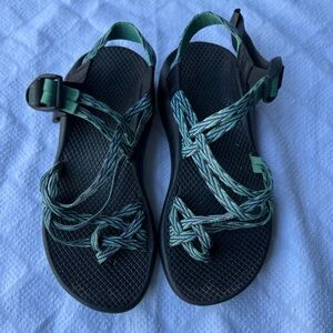 Chaco Women’s Z/1 Classic Sandals | Size 7 | Teal & Green Webbing | Vibram Sole